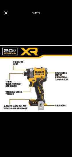 DEWALT 20V MAX XR brushless impact driver w/Battery