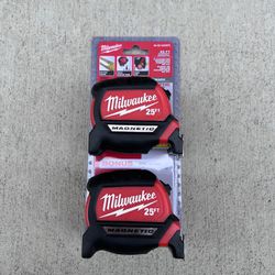 NEW Milwaukee 25 ft. x 1-1/16 in. Compact Magnetic Tape Measure with 15 ft. Reach (2-Pack) **$30 Each, 2-Pack**