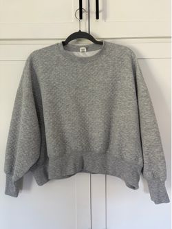 Cropped Quilted Crew Sweatshirt, Small