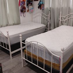 Twin White Beds