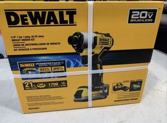 DEWALT 20V Max Impact Driver Kit with POWERSTACK Battery comes with bag charger & drill  & battery  (New)