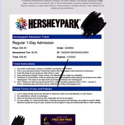 One Hershypark Ticket