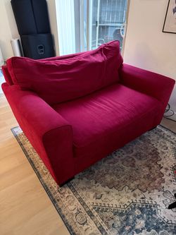 Red Down Love Seat