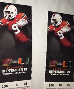 Miami Hurricanes Football vs Central Michigan