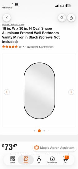 18 in. W x 30 in. H Oval Shape Aluminum Framed Wall Bathroom Vanity Mirror in Black (Screws Not Included)