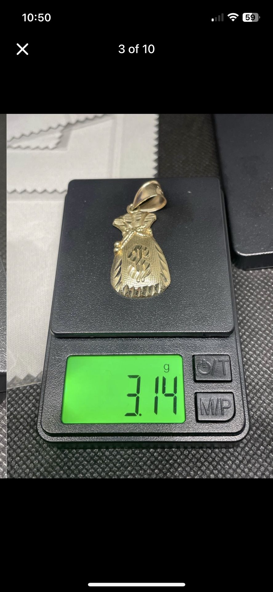 10k Gold Money Bag Pendant 