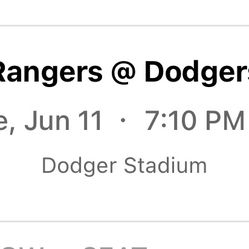 Dodgers vs Texas Rangers Tues 6/11 