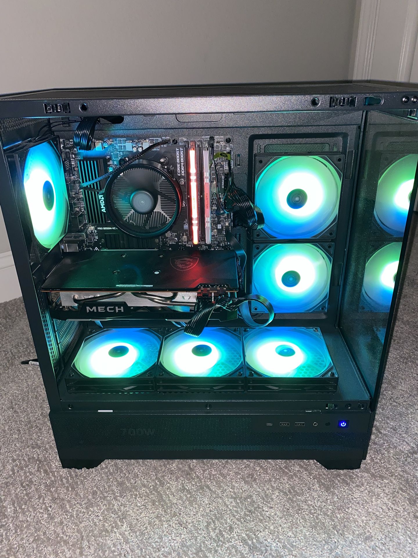 Custom Prebuilt PC Olimos AQUA 7 Case MSI RX 6700 XT 12GB MECH 2x Edition AMD Ryzen 5 5600x Processor