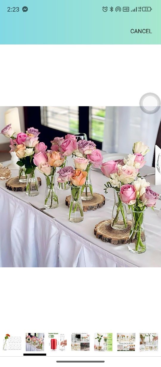 9 Pcs Clear Glass Bud Vases Small Vases for Flowers Tulip Eucalyptus Plants, Glass Flower Vases for Centerpieces Dining Table, Clear Bud Vases Bulk o