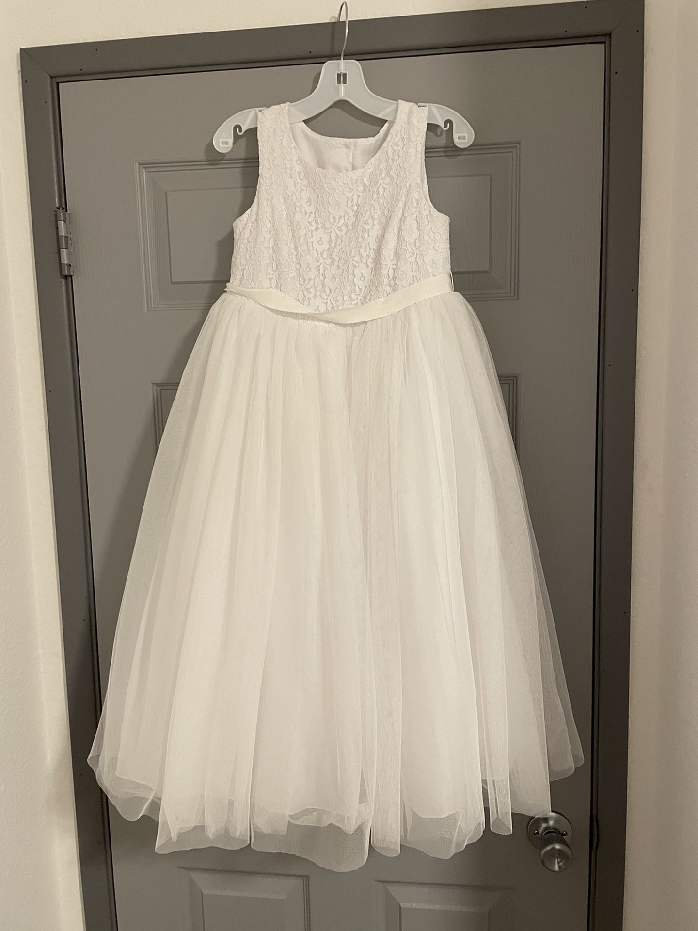 White Flower Girl Dress, Size 10