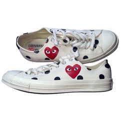 Converse Cream Sneakers with Red Heart and Black Dots