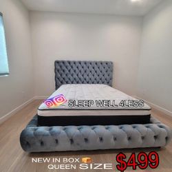 NEW  QUEEN BED FRAME AND MATTRESS 