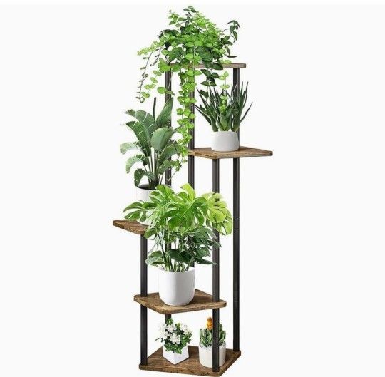 106cm Large Metal Planter Stand for Multiple Plants, 5 Tier High Plant Holder Corner Indoor,Tiered Plant Holder Display Stand for Garden Terrace Offic