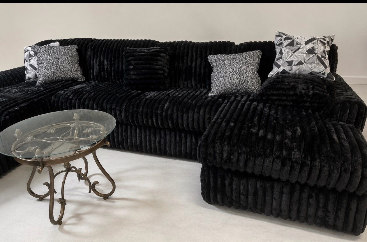 BLACK CORDUROY SLEEPER SECTIONAL π€β