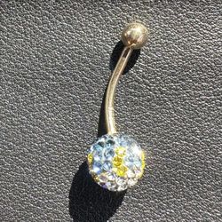10K Gold Swarovski Belly Button Ring 