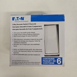 Eaton 6 Pack 15 Amp Rocker Decorator 3 Way Light Switch  I-7725