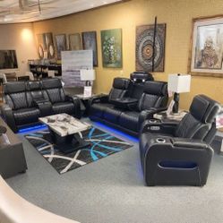 BOYINGTON BLACK POWER RECLINING LIVING ROOM SET