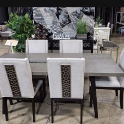 Beautiful 8 pc Dining Set With Matching Buffet (New)