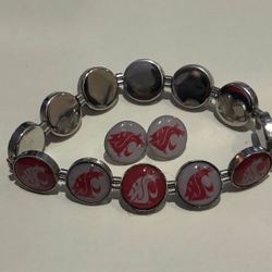 WSU Stud Earring and bracelet set  