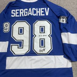 MIKHAIL SERGACHEV Signed Auto Custom Jersey-JSA Coa Sticker-Tampa Bay Lightning