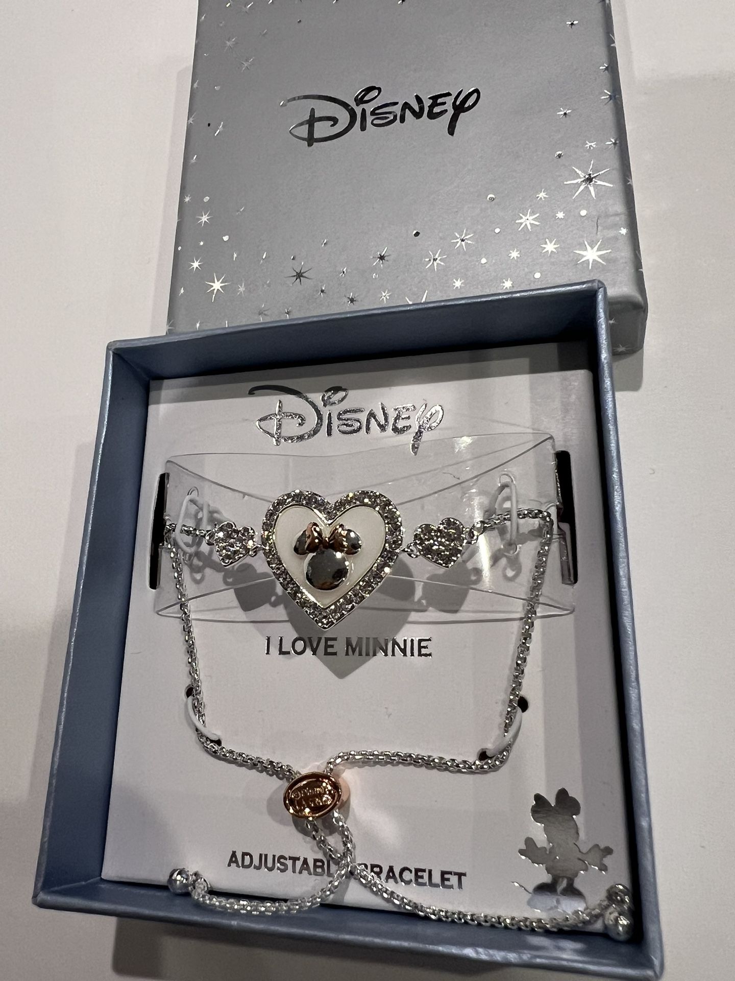 DISNEY MINNIE MOUSE adjustable bracelet, silver plated. New