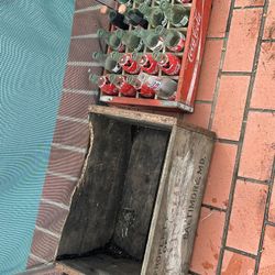 Vintage Coca-cola Bottles And Wooden Carry Case 