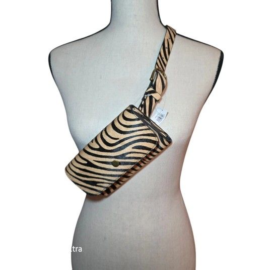 Banana Republic Calf Hair Belt Bag Size Small Warm Zebra