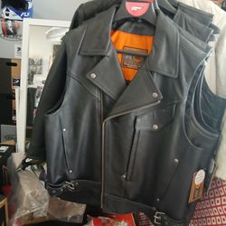 Motorcycle classic zipper vest brand new high quality real leather size extra large