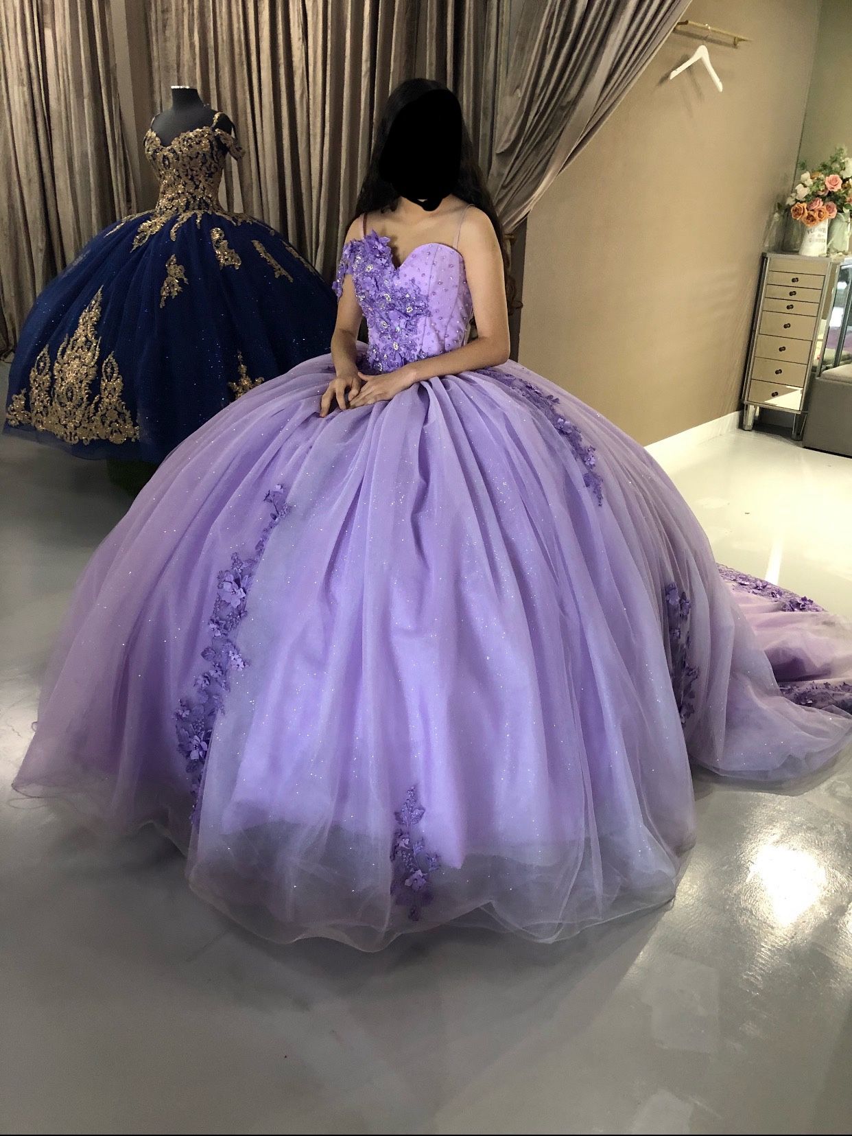 Purple Butterfly Quinceañera Dress Gown