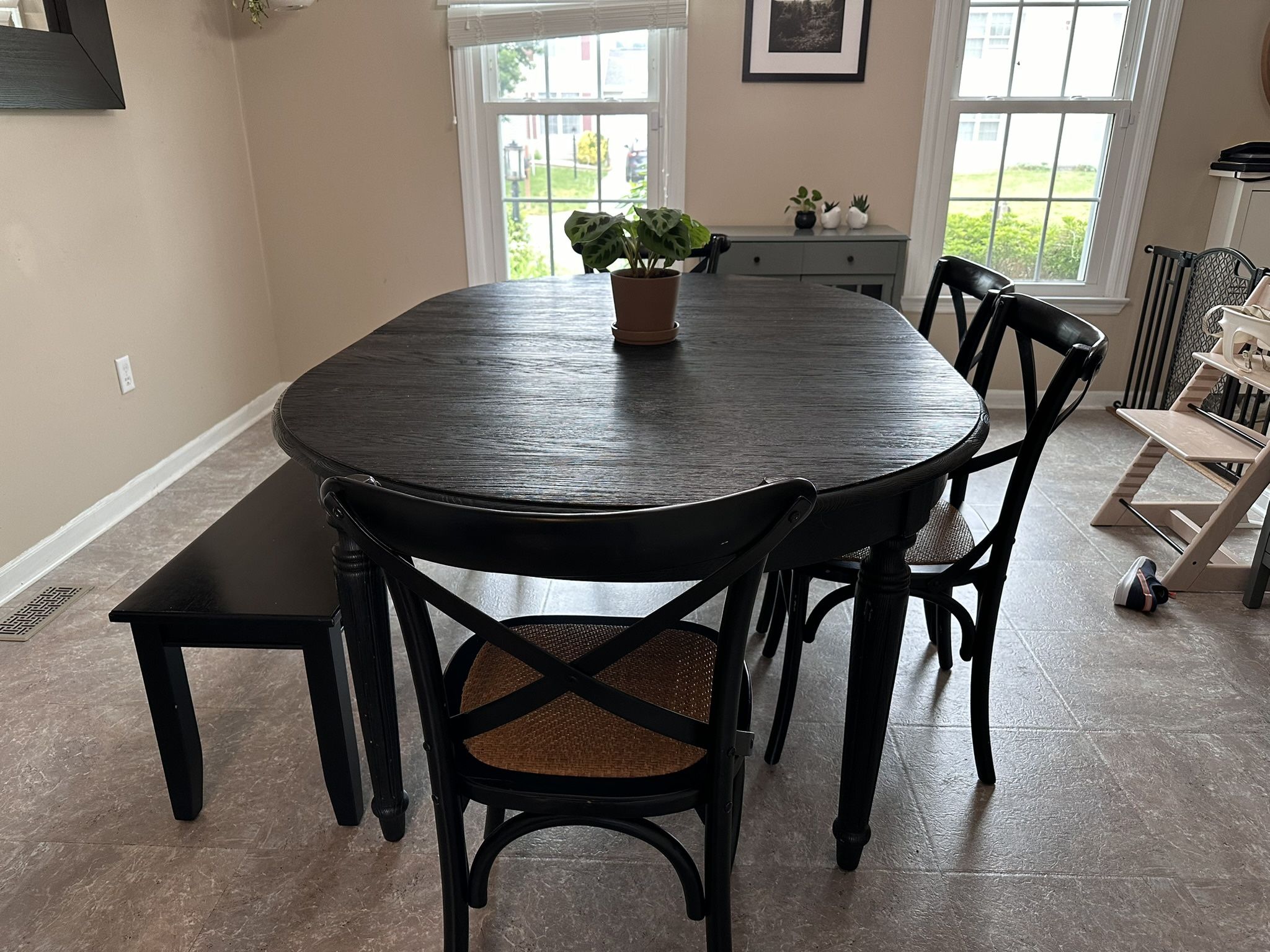 Restoration Hardware Vintage French Fluted-Leg Dining Table Set with bench