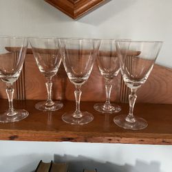 Fostoria Priscilla Crystal Wine Glasses /  Goblets Stem #6092