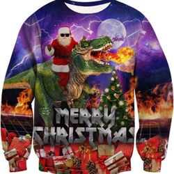 Mens/Womens Ugliest Christmas Sweatshirt 3D Unique Hilarious Graphic Pullover Shirt S