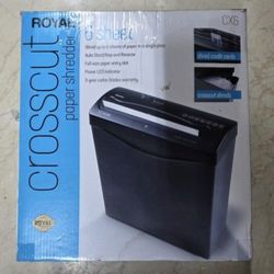 Royal Medium Duty Paper Shredder Cross Cut 6 Per Pass Shred.**