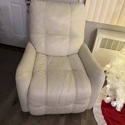 Off White Leather Electric Recliner