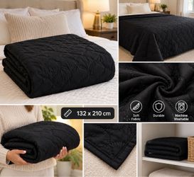 Black Quilted Bedspread 132 x 210 cm