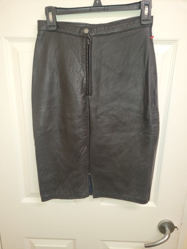 Leather Skirt (Genuine Leather) 