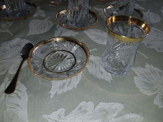 Tea Set-Cut Crystal Russian Tea Set, SEE AT GARAGE SALE THIS WEEKEND , READ DESCRIPTION