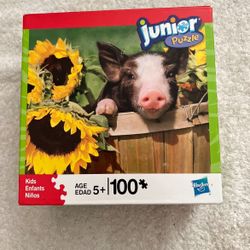 Jigsaw Puzzle Pig Sunflower 100 Pieces Hasbro 