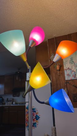 5 light floor lamp, silver base