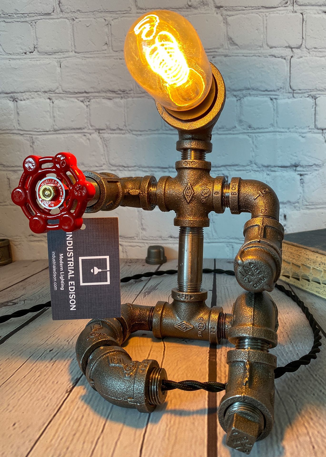 Industrial Edison Pipe Man Table Lamp,All Products : American Fashion Style Bags On Sale