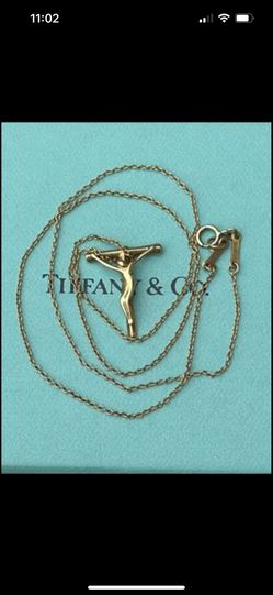 Tiffany & Co 18K Elsa Peretti Cross with Jesus Necklace