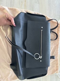Black Leather Backpack with Silver Hardware