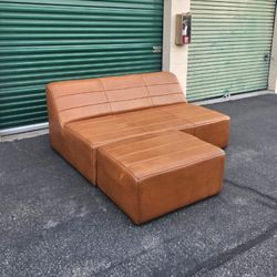 Modern Faux Leather Oversized Lounge Sofa Couch & Ottoman Contemporary Minimalist