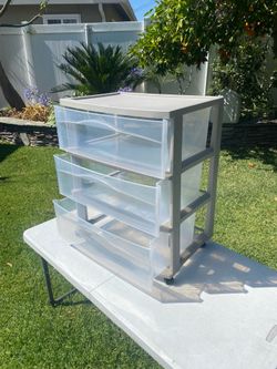 Like New Sterlite 3 Drawer Storage W/ Caster Wheels