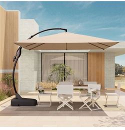 New - 10 x 10 Ft Offset Umbrella for Outdoor Patio