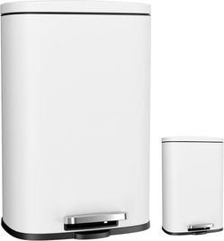 B122 $50  13.2+1.3 Gallon Step Trash Can, Stainless Steel Garbage Bin, Soft-Close Rubbish Bin with Removable Plastic Inner Bucket, Fingerprint-Proof, 