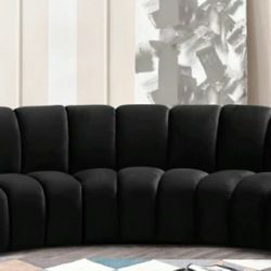 Infinity Velvet / Wood Black 3pc. Modular Sectional

