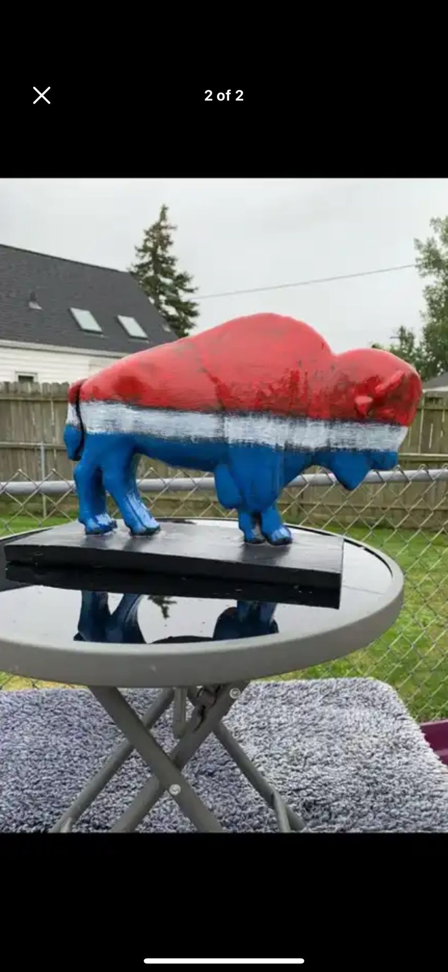 Red, White And Blue Buffalo Statue