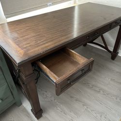 Brown Solid Wood Office Desk $100