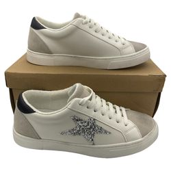 Steve Madden Rezume leather suede distressed sneakers with glitter star Size 7.5